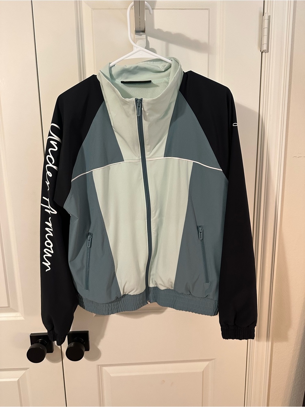 Under Armour Light Sage, Slate & Black Colorblock Bomber Jacket - Women